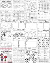 1st grade math and literacy worksheets