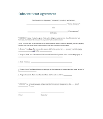 Subcontract Template Example Subcontract Agreement Template Sub