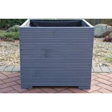 Grey Extra Large Square Wooden Planter