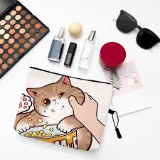 cute kissing cat print makeup bag