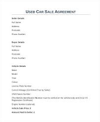Simple Used Car Sale Contract Form And Agreement Template