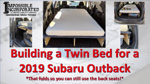 twin size bed in a 2019 subaru outback
