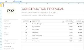 Free Construction Bid Forms Proposal Template Download Tem
