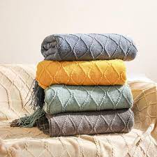 blankets thicken knitted tassel throw