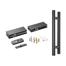 Black Glass Partition Door Hinges And