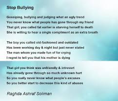 stop bullying poem by raghda ashraf soliman