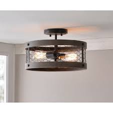 Shop Grayson 2 Light Semi Flush Mount Wood And Oil Rubbed Bronze Overstock 21727253