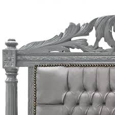 Baroque Bed With Grey Velvet Fabric And