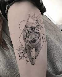 Tattooed by @micro_man_ Geometric tiger flower tattoo | Geometric tiger  tattoo, Tiger tattoo design, Tiger tattoo
