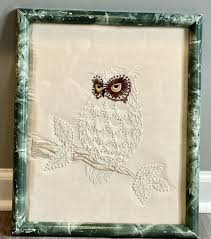 Vintage Handmade Embroidered Owl