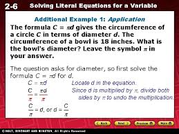 Solving Literal Equations For A Variable