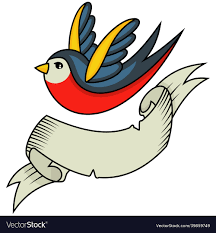 swallow and ribbon banner vector image
