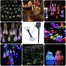 20 30 Led Solar Fairy Waterdrop String Light With 2 Mods Multi Color