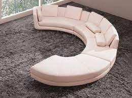 white leather sectional curved half