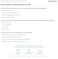 Camp in an rv or tent? Survival Skills Quiz Worksheet For Kids Study Com