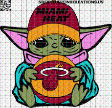 Its logo can be described as a fiery basketball going through a black hoop. Baby Yoda With Miami Heat Basketball Kustom Kreations