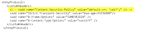 iis web config content security policy