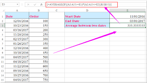calculate average between two dates