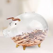 Transpa Glass Pig Coin Saver Bank