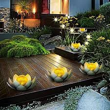 Cubilan Solar Lights Outdoor Garden Decor Amber Le Globe Glass Lotus Decoration Waterproof Gray Metal Flower Light
