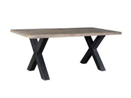 X Shaped Steel Legs Wooden Top Table