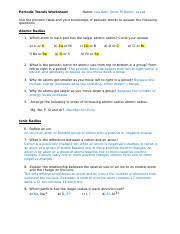 periodic trends worksheet pdf name