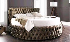 Round Double Bed Crushed Velvet