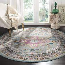 safavieh aria ara160g 6 5 x 6 5 round green creme area rug