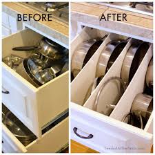 diy organized pots and pans cookware drawer