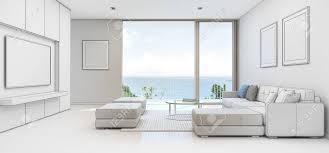 Keep your car parked and enjoy the beach life with the ocean just a stone's throw away. Sea View Living Room With Terrace In Luxury Beach House Sketch Stock Photo Picture And Royalty Free Image Image 80544353