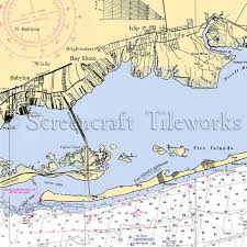 New York Babylon Fire Island Long Island Nautical Chart Decor