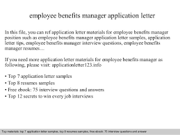 Employee Benefits Manager Application Letter