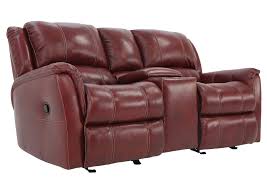 bryce red leather gliding reclining