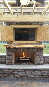 Outdoor Fireplace With Tv Charlotte
