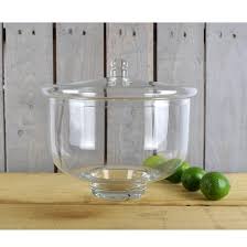 Large Clear Glass Footed Bowl With Lid