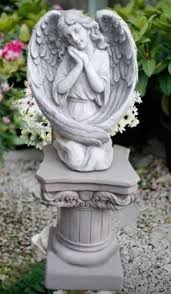 Light Grey Fiber Angel Sculpture For