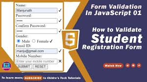 student registration form in js