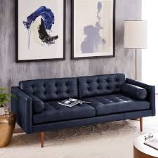 monroe mid century leather sofa