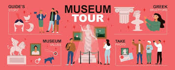 museum tour infographics layout with
