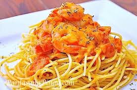 shrimp pasta in tomato cream cheese