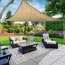 They come in a variety of sizes, usually as squares or triangles, and they just require a few attachment points. 20ft Tan Triangle Sun Shade Sail Uv Block Canopy For Outdoor Patio Backyard Tableclothsfactory