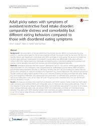 Pdf Adult Picky Eaters With Symptoms Of Avoidant