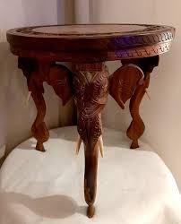 Vintage Teak Elephant Side Table Wood