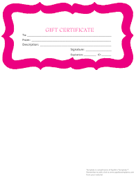 gift certificate template pink border