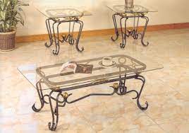 wrought iron coffee table with glass