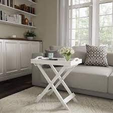 Lavish Home Folding End Table With Removable Tv Tray White