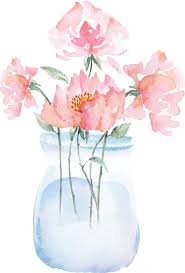 Bouquet Rose In Glass Vase Painted With