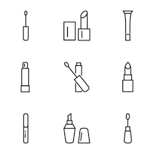 line icons of various lipsticks
