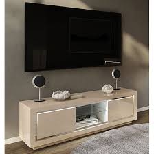 tv stand in cream high gloss with led