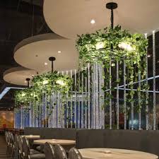 Black 5 Lights Chandelier Lighting Vintage Metal Circular Hanging Pendant Light With Green Plant Takeluckhome Com